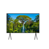 Téléviseur LED intelligent portable OEM Standard 100 pouces DVT 4K UHD avec boîtier entièrement métallique noir, finition brossée, certifié CE FCC, pour usage hôtelier