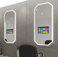 Espejo Simple para Barbería, Salón de Belleza, Espejo para Celebridades de Internet con Televisión y Luces, Colgante de Pared