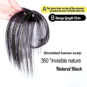 <span class=keywords><strong>Extension</strong></span> capelli umani un pezzo frangia aria legata a mano lisci 3D Clip in frangia capelli per le donne - Product Image 2