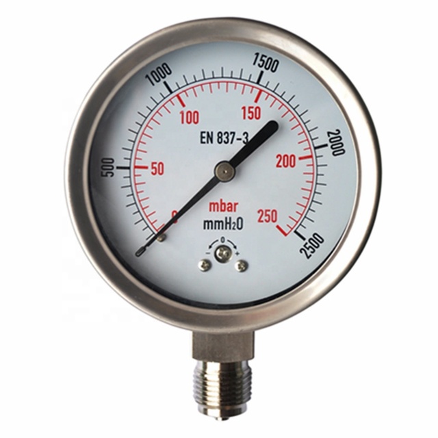 Factory Sale Top Quality All Stainless Steel Mbar Capsule Pressure Gauge EN 837-3