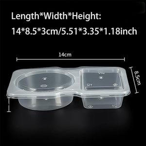 Disposable One-Time 2 Compartments Divides Food Grade Pp Dressing Box <strong>Dipping</strong> Container Mini Sauce <strong>Pots</strong> with Lid Hinged Lid - Product Image 2