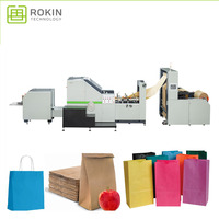 Machine à fabriquer des sacs en papier à fond carré entièrement automatique et économique de la marque ROKIN, équipement de fabrication de sacs d'épicerie SOS