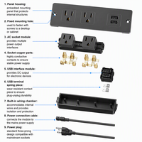 Multiprise encastrable pour bureau US avec 1 port USB-A et 1 port USB-C, charge rapide intégrée pour le bureau