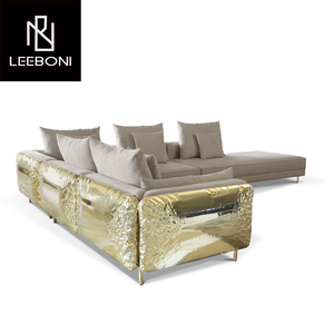 Производитель, роскошный комплект диванов Boca из Латунного материала, секционный угловой диван в форме U-C, роскошный золотой диван - Product Image 4