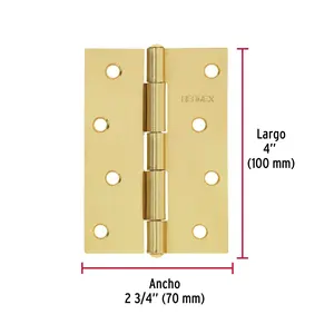 Borsa Master con 36 unità con 2 cerniere rettangolari 4 ', acciaio ottone-placcato - Product Image 3