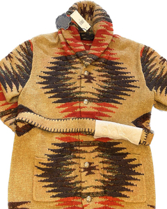 Cárdigan de punto de cuello redondo caqui para mujer, Top tejido transpirable con patrones geométricos para ropa informal de invierno con frente de moda - Product Image 5