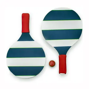 Bán buôn giá rẻ bằng gỗ bãi biển tennis vợt nhựa đồ chơi bãi biển vợt biểu tượng tùy chỉnh bãi biển vợt
