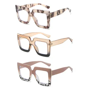 DL kacamata 2023 persegi besar terbaru anti cahaya biru kacamata Wanita Pria bingkai optik warna-warni