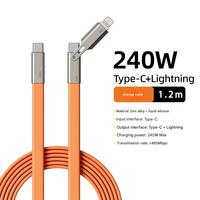 Kabel Pengisian Daya Super Cepat FC&EC 240W Dual USB-C ke Type-C 1.2M TPE Silikon Pipih 6A untuk iPhone Ponsel/Tablet Kamera