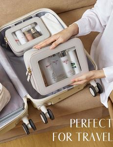 Lady Style White Fashionable Toiletry Travel Bag Custom Logo Clear PVC <b>Makeup</b> <b>Case</b> with Zipper Transparent Cosmetic PU Bag <b>Cases</b> - Product Image 6