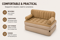 Canapé gonflable d'extérieur en PVC floqué kaki, épais, durable, imperméable, capitonné, pliable, avec pompe électrique intégrée