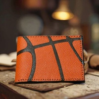 Untuk Desain Bola Basket Vintage Kustom, Dompet Kartu Kredit Bank RFID Kulit Asli Unisex Anti-pencurian, Bahan Nilon Pendek Terbuka
