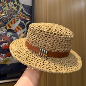 フランスのヴィンテージ風フラットトップストローハット（女性用）、中空編みサンハット、夏のビーチやアウトドアに最適なUVカットレディースバケーションハット - Product Image 6