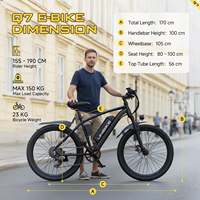 Vélo de montagne électrique sans balais Aairsk Q7, moyeu arrière, cadre en alliage d'aluminium, batterie au lithium 36V 10Ah, noir, 7 vitesses, pour trajets urbains