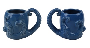 Tasse en céramique bleue 3D en forme de tentacule de pieuvre, personnalisable avec logo, 220 ml, sans BPA, compatible lave-vaisselle et <span class=keywords><strong>micro</strong></span>-<span class=keywords><strong>ondes</strong></span>, pour café, vente en gros - Product Image 5