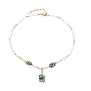 Collar de Piedras Preciosas para Mujer con Citrino Natural, Apatita Azul, Amatista, Turmalina Negra, Cristal Blanco y Perla Cultivada Blanca - Product Image 4