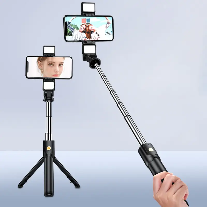 K12D Fill Light Portable 360 degree rotate Mini Selfie Sticks Tripod With Wireless Remote Controller For smartphone