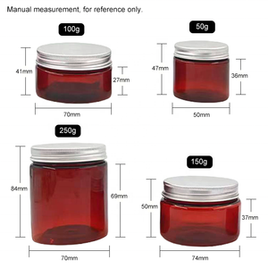 Pot en plastique pour crème visage, emballage cosmétique, côtés droits, vide, 250 ml, couvercle à vis en aluminium, pots ronds en PET marron pour <span class=keywords><strong>beurre</strong></span> corporel - Product Image 5