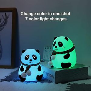Lampe Panda en silicone LED mignonne de dessin animé 2023, capteur tactile USB, lumière colorée, veilleuse de chevet, batterie au lithium pour enfants, 4-10 heures - Product Image 2
