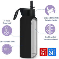 휴대용 32oz/64oz 절연 스테인리스 물병 2L 물 주전자 진공 플라스크 3 뚜껑 스포츠 캠핑 품질 금속 음료