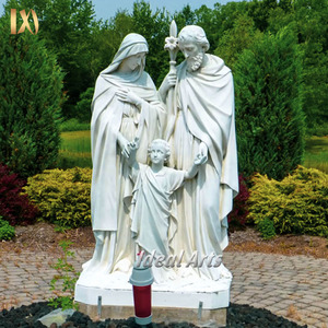 Statue de la Sainte Famille en marbre blanc sculptée à la main, taille réelle, sculpture religieuse catholique pour la décoration de l'autel de l'église - Product Image 5