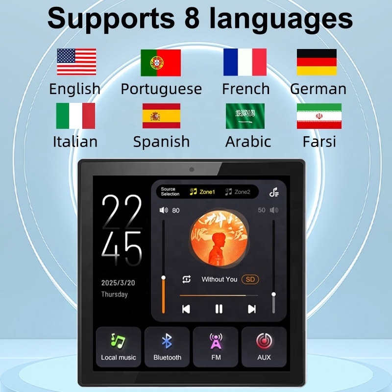 Multiple Languages Touch Screen Audio System 2 Zone Volume Sound Power in Wall Amplifiers Bluetooths Music Ceiling Speaker Panel · image 2