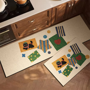 Cute Cartoon <strong>Kitchen</strong> Rugs Set Non Slip and Washable <strong>Floor</strong> Mats Absorbent <strong>Runner</strong> for <strong>Kitchen</strong> Sink Laundry Room - Product Image 2