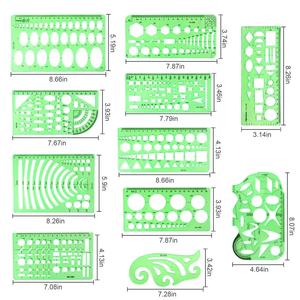 Offre Spéciale étudiant 11 pièces dessins géométriques outil de mesure règle modèles de mesure en plastique règle - Product Image 2
