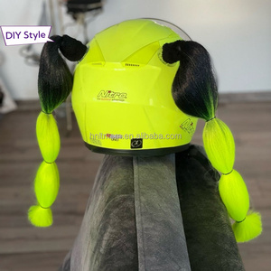 卸売2pcsオートバイヘルメット耳ウィッグアクセサリー吸盤付きファッショナブルなツイストブレードデュアルポニーテールウィッグ甘いクールな女の子のための - Product Image 6