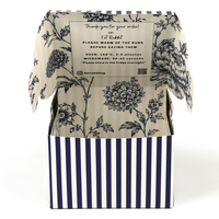 Boîte d'emballage personnalisée pour boulangerie, motif rayures bleues et blanches, boîte d'expédition pour gâteaux et desserts