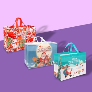 Nouveau Grand Sac Fourre-Tout en Tissu Non-Tissé Imprimé Laminé Joyeux Noël Emballage Cadeau pour la Réveillon de Noël Personnalisable Vente en Gros - Product Image 4