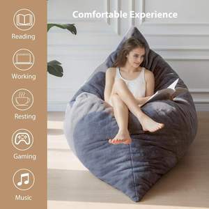 Canapé-<span class=keywords><strong>lit</strong></span> géant moderne 3-en-1 en fausse fourrure avec rembourrage en mousse haute densité, pouf pliable pour adultes - Product Image 3