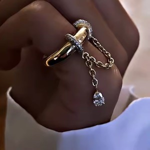 <span class=keywords><strong>2025</strong></span> tua liên kết chuỗi đính hôn Nhẫn nhiều cách để đeo vàng đầy ngón tay trang sức dangle nước Thả vòng - Product Image 3