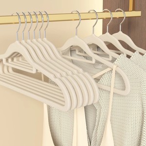 Flocked Clothes Hanger Non Marking Anti Slip Rectangle Shape Hook Type Clothing Organizer For Wardrobe Storage - Product Image 1