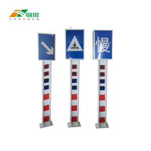 Solar Warning <b>Post</b> With Flashing <b>Lights</b> For Traffic Safety Ground Mount IP65 Reflective Steel Q235 - Product Image 3
