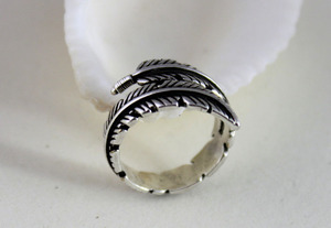 S925 anillo abierto de plata pura pluma de Ángel anillo de plata tailandesa Retro joyería de plata pura coreana Huang <span class=keywords><strong>Fubo</strong></span> - Product Image 3