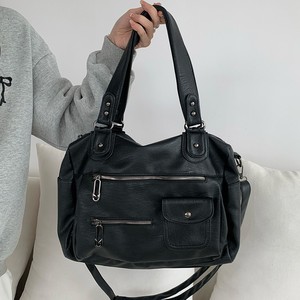 Moto Biker Tote Bag Black Horizontal <b>Square</b> Zipper Closure Water Resistant Everyday Use Shoulder Crossbody Bag - Product Image 1