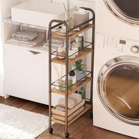 Chariot de rangement utilitaire à 4 niveaux sur roues Étagère étroite Chariot pour petits espaces dans la cuisine