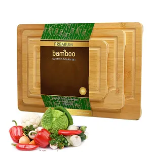 Placa de corte de bambu para cozinha, conjunto de 3 peças de placa de corte de cozinha grande 3 tamanhos