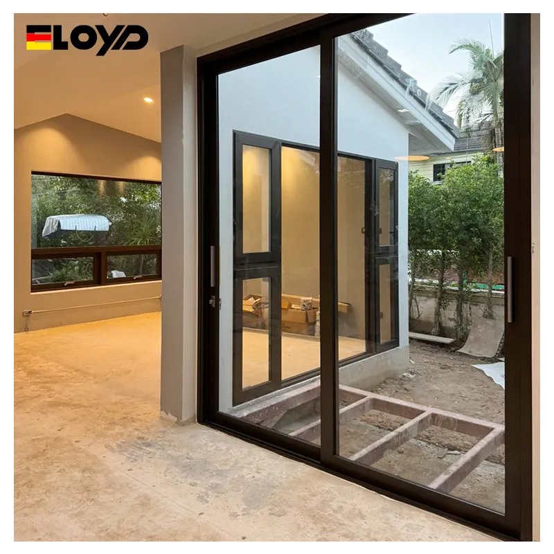 Eloyd Wholesale Price Modern Design Powder Coated Aluminium Frame Patio Door Aluminum Double Glass Sliding Door