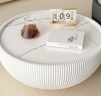Nouvelle conception de meubles de salon, table basse ronde moderne en pierre frittée avec base en acier inoxydable, tendance café