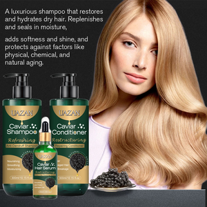 مجموعة الشامبو والبلسم والكافيار الطبيعي الخالي من الكبريتات من العلامة الخاصة زيت مرطب مضاد للقشرة سريع لنمو الشعر بالجملة - Product Image 2