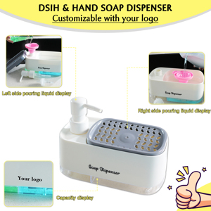 <span class=keywords><strong>Dispensador</strong></span> jabón líquido bomba doble personalizable plástico blanco hogar/negocio - Product Image 5