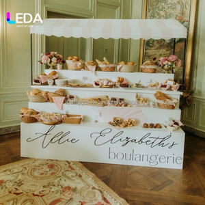 LEDA Modern Metal Wedding Decoration <b>Foldable</b> Mobile White Candy <b>Cart</b> Ice Cream Sweet Stroller with Wheels for Wedding Party - Product Image 1