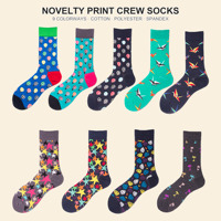 Chaussettes de cheville fantaisie colorées personnalisées OEM, chaussettes en coton imprimées montgolfière, étoile, palmier, chaussettes multi-designs en gros