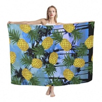 Ropa Tribal Polinesia estampado de piña azul personalizado Lavalava Sarong Wrap mujeres playa traje de baño cubrir Pareo para vacaciones