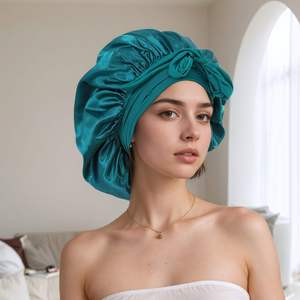 IStapromo Gifts Bonnets de nuit et de coiffage <span class=keywords><strong>en</strong></span> <span class=keywords><strong>satin</strong></span> uni, grands, avec logo personnalisé, à nouer, design élégant pour femmes - Product Image 2
