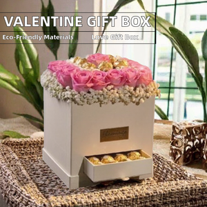 Valentine's Day Flower Gift Box Rectangle Drawer Bucket Holder Magnetic Closure Ribbon for Candies Birthday Gifts Recycled <b>Paper</b> - Product Image 2