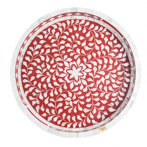 FAIZA CRAFT FC-3186 Modern Handmade Arabic Tray with <b>Mother</b> of Pearl Inlay Shape Horizontal Pattern Fruit Theme Custom Design - Product Image 4