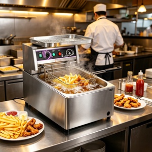 Freidora <span class=keywords><strong>El</strong></span>éctrica a Presión de Acero Inoxidable 304, Máquina Comercial para Asar <span class=keywords><strong>Pollo</strong></span> con Filtro de Aceite para Equipamiento de Cocina de Catering - Product Image 1
